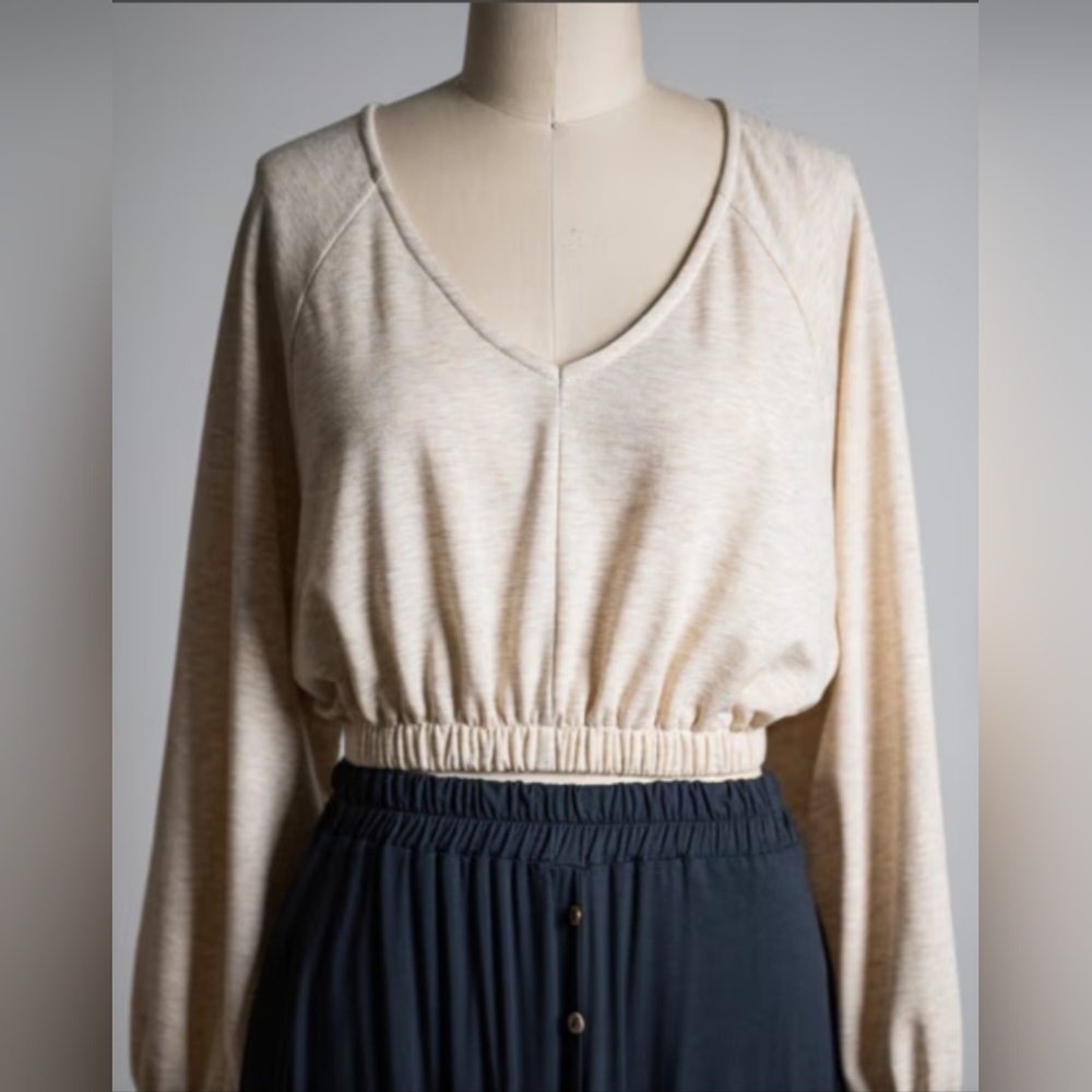 Sozy Amaya Crop Long Sleeve Size Small Oat Pre-owned